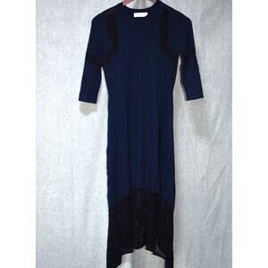 Bailey 44 Navy Knit Mesh Detail High Low Dress Size Small